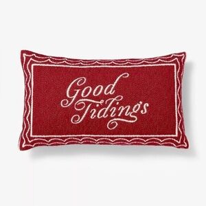 Oversized Woven Good Tidings Lumbar Throw Pillow Red/Cream - Threshold™